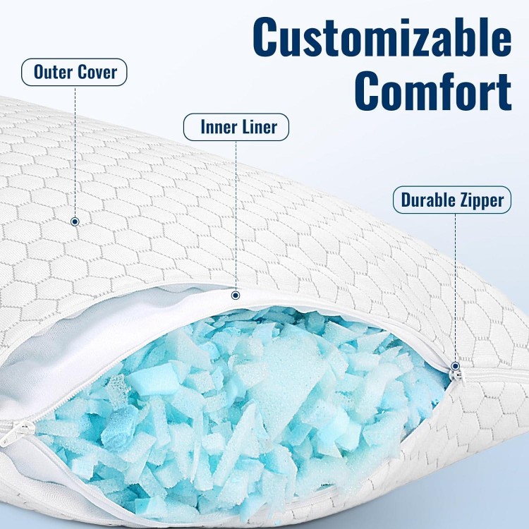 Bed Pillows for Sleeping, Adjustable Shredded Memory