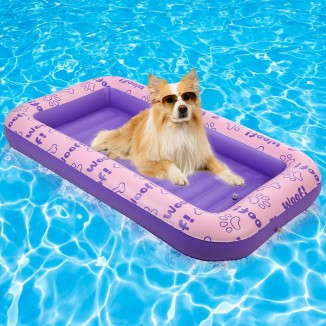 Inflatable Dog Floating Raft for Summer Pool, Durable and Foldable