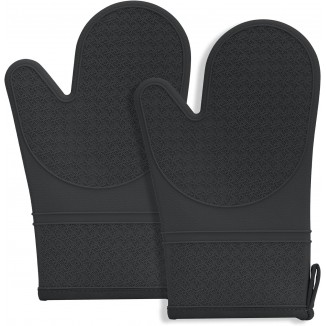 Silicone Oven Mitts, Oven Gloves with Non-Slip Waterproof