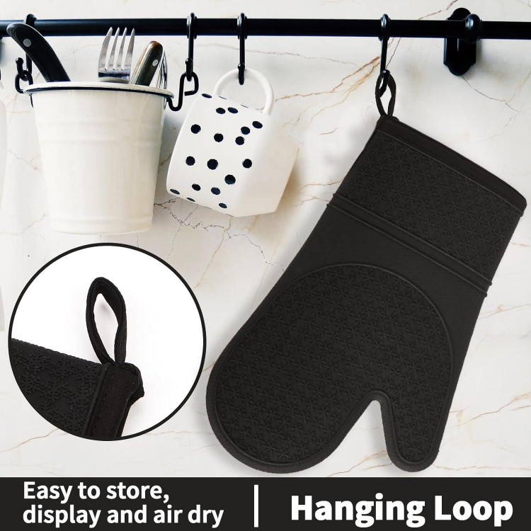 Silicone Oven Mitts, Oven Gloves with Non-Slip Waterproof