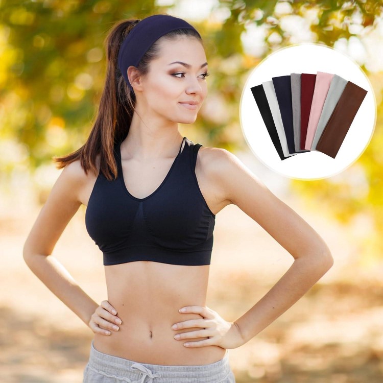 8 Pack Sport Headbands for Women, Elastic Soft