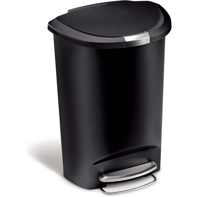 50 Liter / 13 Gallon Semi-Round Kitchen Step Trash Can with Secure Slide Lock