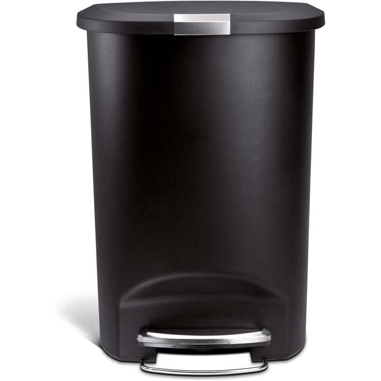 50 Liter / 13 Gallon Semi-Round Kitchen Step Trash Can with Secure Slide Lock