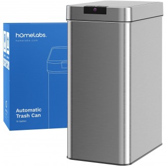 hOmeLabs 13 Gallon Automatic Trash Can for Kitchen - Stainless Steel Garbage Can