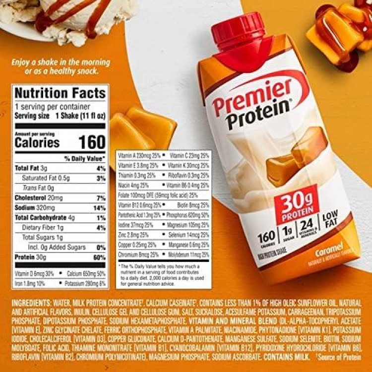 Premier Protein High Protein Shakes Variety Sampler Pack, 11 Fl. Oz Each - Cafe Latte