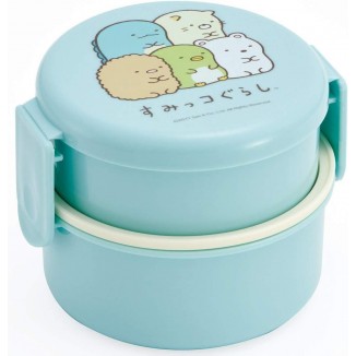 Skater Sumikkogurashi 2 Tier Round Bento Lunch Box with Folk (17oz) - Authentic Japanese Design