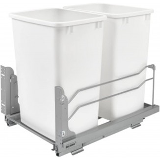 Double Trash Can Under Kitchen Cabinets Pull Out, 35 Quart 8.75 Gallon