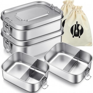 2 Pack Stainless Steel Lunch Box Bento Box With Bag Metal Lunchbox