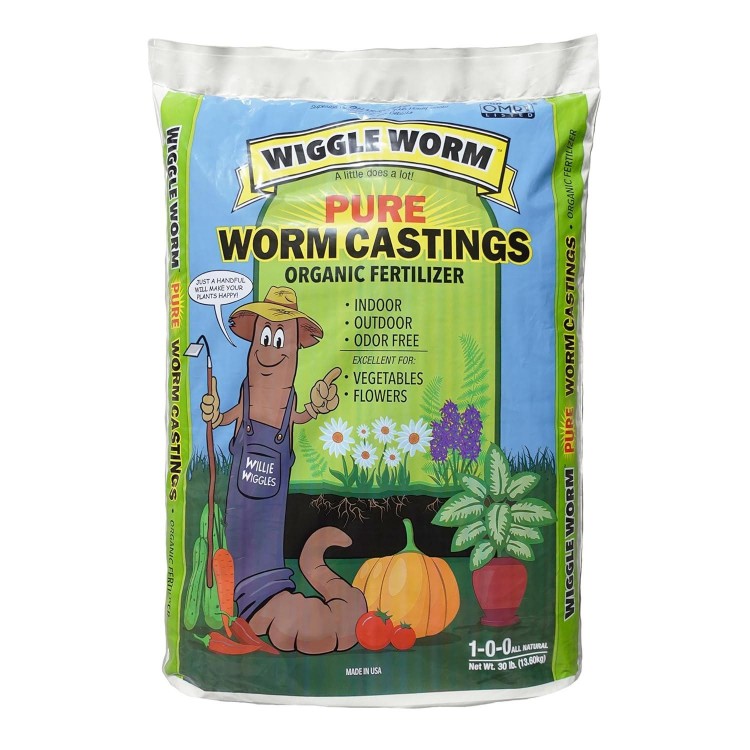 100% Pure Organic Worm Castings Fertilizer, 30-Pounds