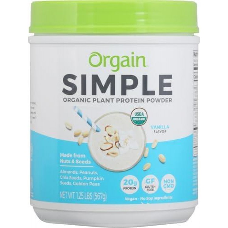Orgain Organic Simple Vegan Protein Powder, Vanilla - 20g Plant Based Protein, Made with less Ingredients