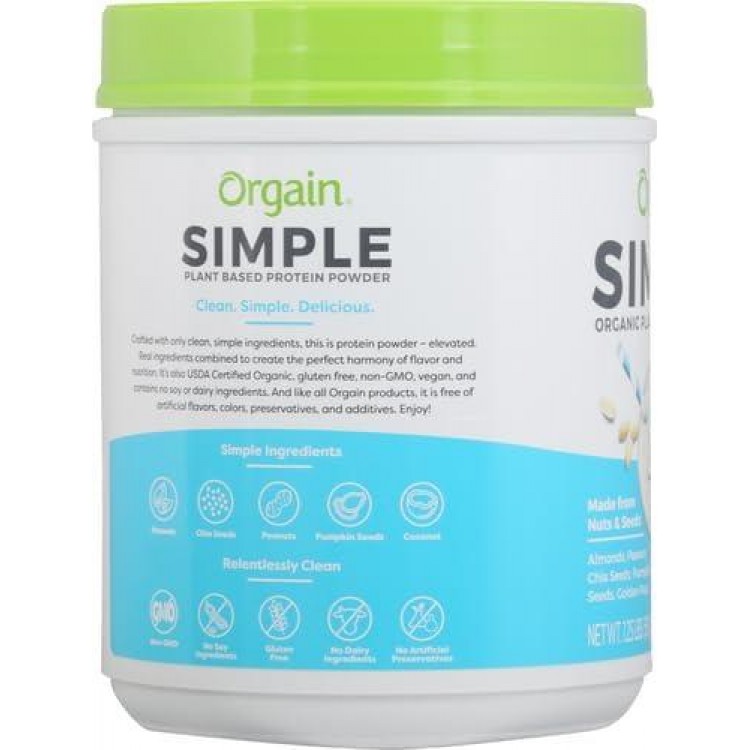 Orgain Organic Simple Vegan Protein Powder, Vanilla - 20g Plant Based Protein, Made with less Ingredients