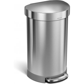 simplehuman 45 Liter/ 12 Gallon Semi-Round Hands- Step Trash Can, Brushed