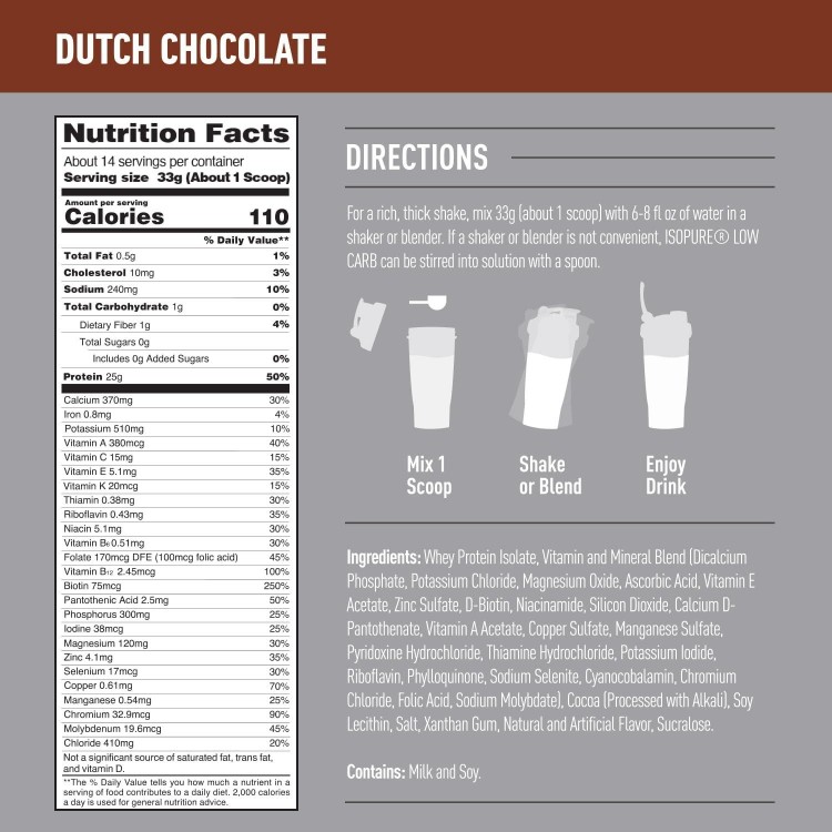 Dutch Chocolate Whey Isolate Protein Powder with