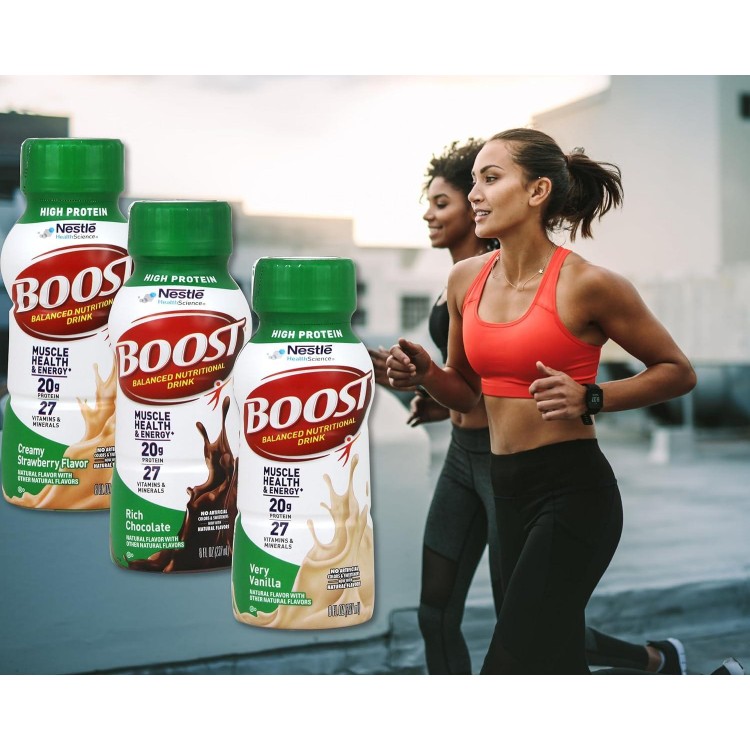 Boost High Protein Shake Variety | High Protein | Boost Rich Chocolate, Boost Creamy Strawberry