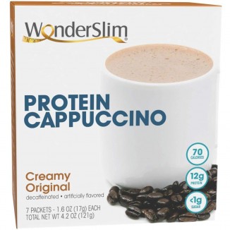 WonderSlim Protein Cappuccino, Creamy Original, Low Sugar, Gluten , Keto Friendly & Low Carb (7ct)