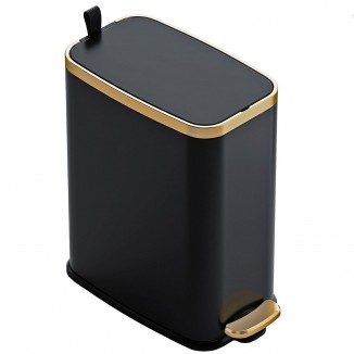 Small Bathroom Trash Can with Lid Soft Close-5L/1.3 Gal Slim Garbage Can