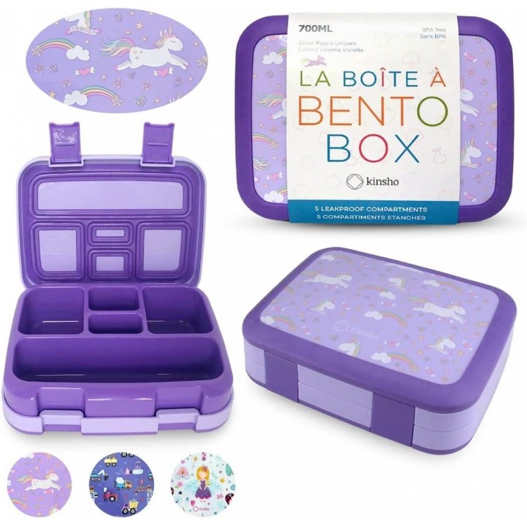 Bento Box Lunch Boxes for Toddlers Kids Girls, 5 Portion Sections