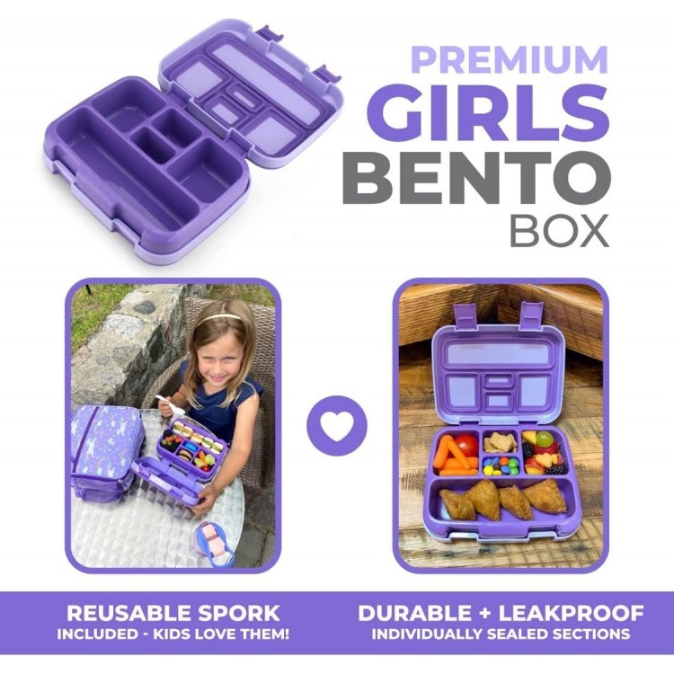 Bento Box Lunch Boxes for Toddlers Kids Girls, 5 Portion Sections