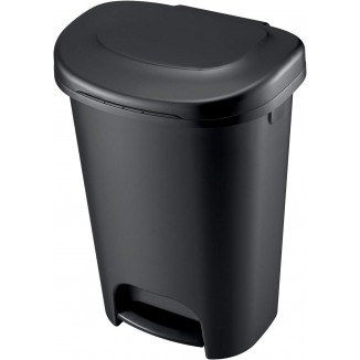 Rubbermaid Classic Step-On Trash Can with Lid, 13-Gallon, Black, Easy Clean Wastebasket