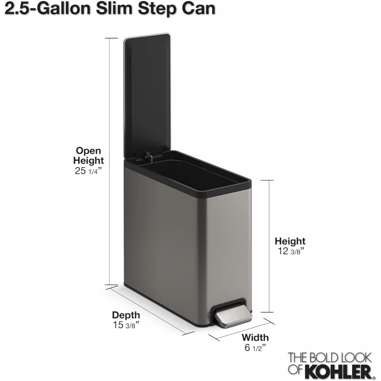 2.5 Gallon Slim Step Trash Can, Bathroom Trash Can