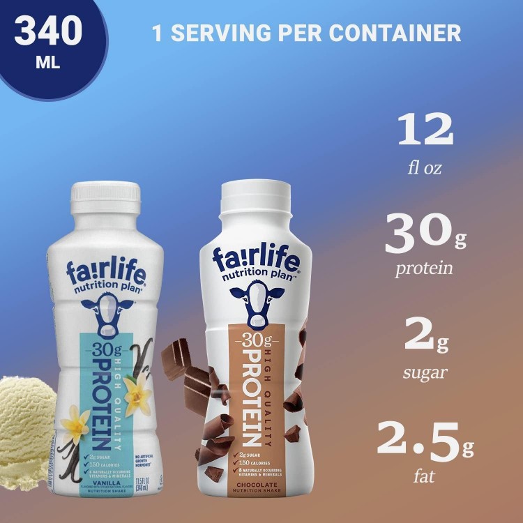 Fairlife High Protein Shake Bottles - Vanilla and Chocolate Variety (8 Pack) 
