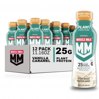 Muscle Milk Plant Based Protein Shake, Vanilla Caramel, 11.16 Fl Oz (Pack of 12)