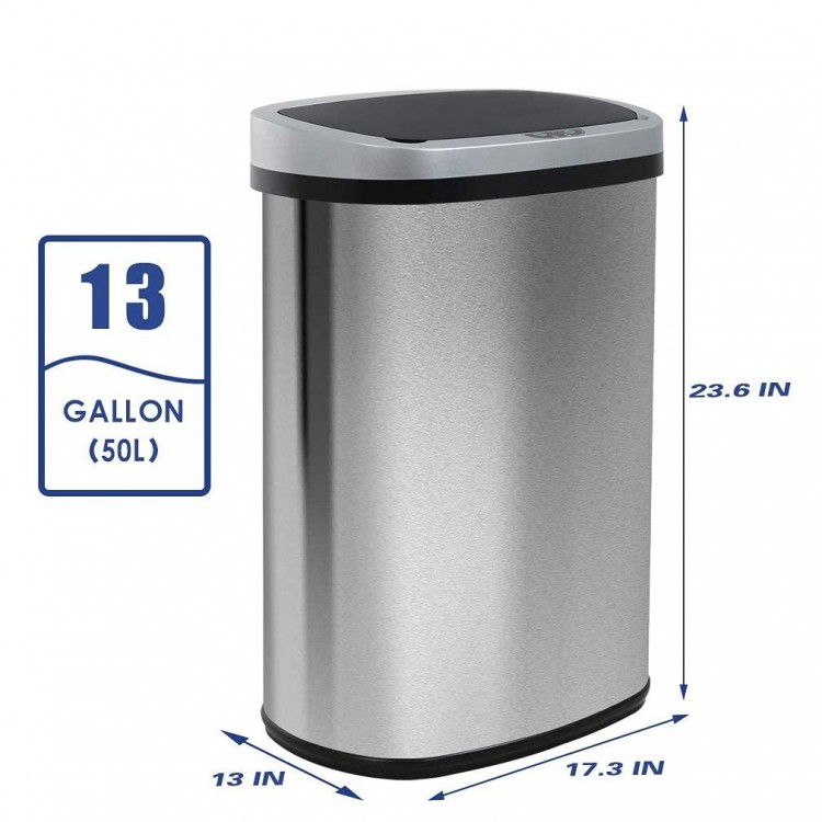 Kitchen Trash Can with Lid, 13 Gallon Automatic Garbage Can
