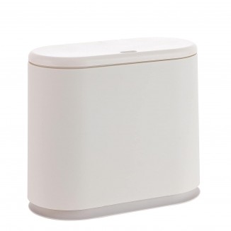 8 Liter White Rectangular Plastic Trash Can Wastebasket with Press Type Lid