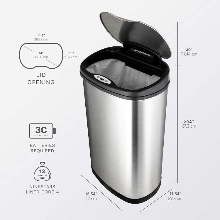  Automatic Touchless Motion Sensor Oval Trash Can