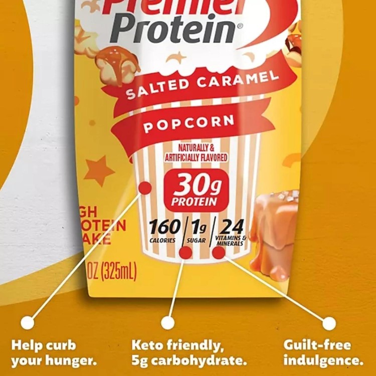 Premier High Nutrients Shake, Salted Caramel Popcorn Protein shakes Snacks (11 fl. oz., 15 pk.)