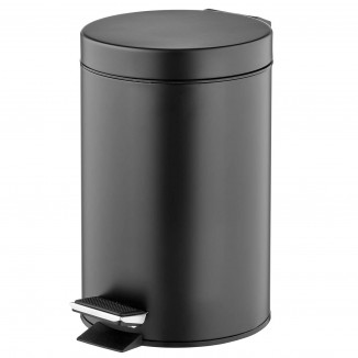 mDesign Small Modern 3-Liter / .7 Gallon Round Metal Lidded Step Trash Can