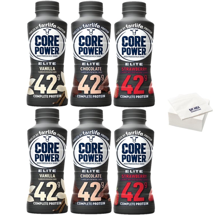 Fairlife Core Power Elite High Protein Shake Variety, (14oz Bottles, Pack of 6) 