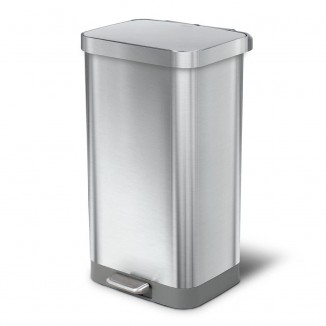 Glad Stainless Steel Step Trash Can with Clorox Odor Protection | Large Metal Kitchen Garbage Bin