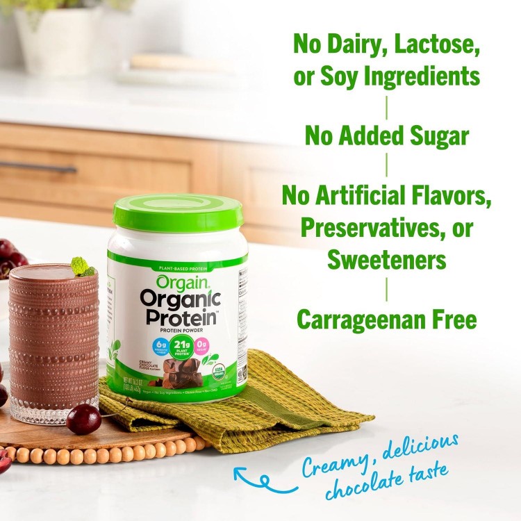 Organic Vegan Protein Powder, Creamy Chocolate Fudge