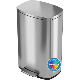 iTouchless SoftStep 13.2 Gallon Step Kitchen Trash Can with Lid and Odor Filter