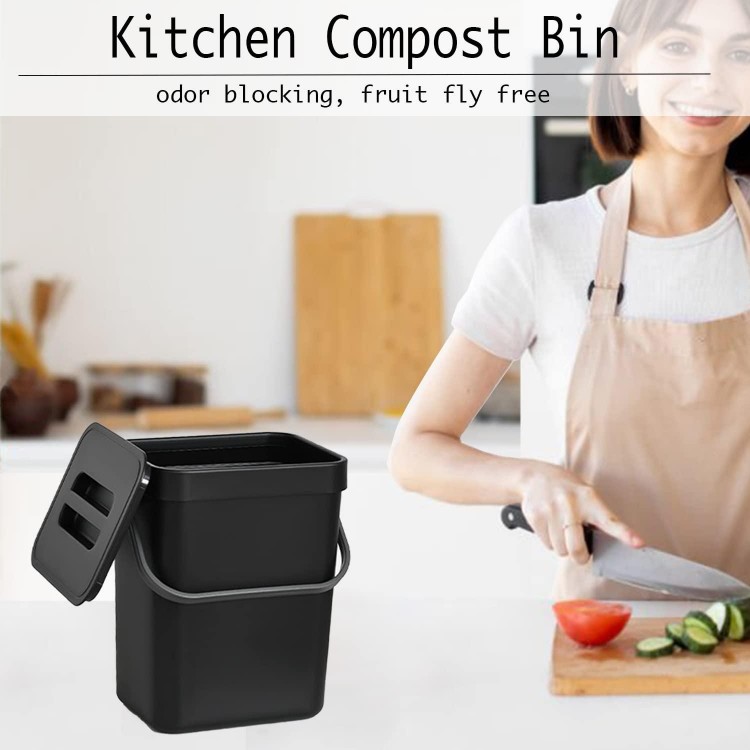 LALASTAR Countertop Compost Bin with Lid, Hanging Small Trash Can