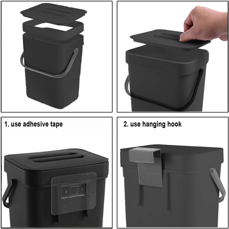 LALASTAR Countertop Compost Bin with Lid, Hanging Small Trash Can