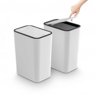 2 Packs Bathroom Trash Can with Lid, 4 Gallons/15 Liters Waste Basket 