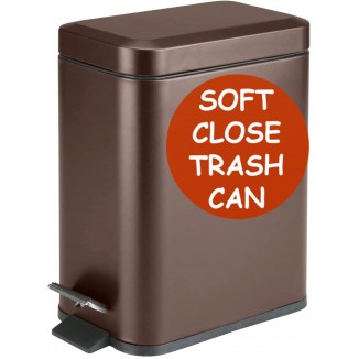 Homie Soft Close, Slim Trash Can 2.6 Gallon with Anti - Bag Slip Liner