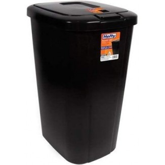 Hefty Touch-Lid 13.3-Gallon Trash Can, Black, Holds 13.3 Gallons and 50 Liters