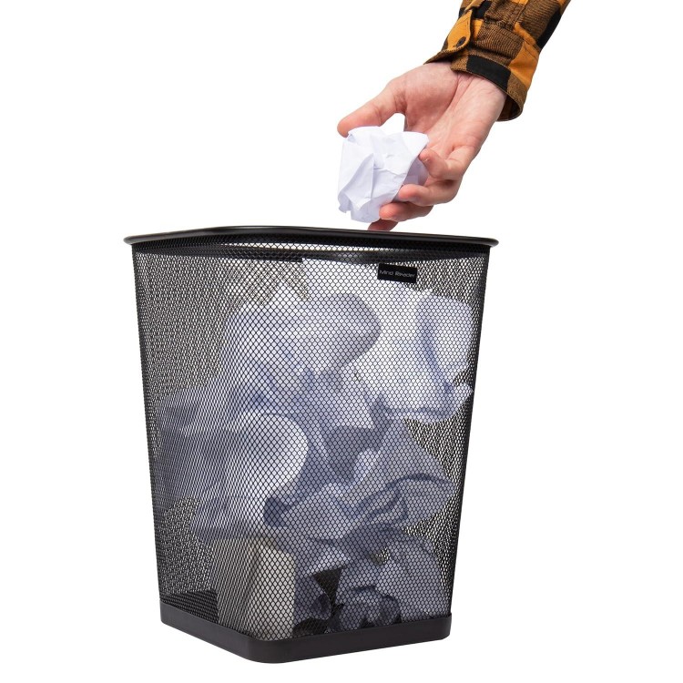Mind Reader Mesh Trash Can, Waste Paper Basket, Square, Office