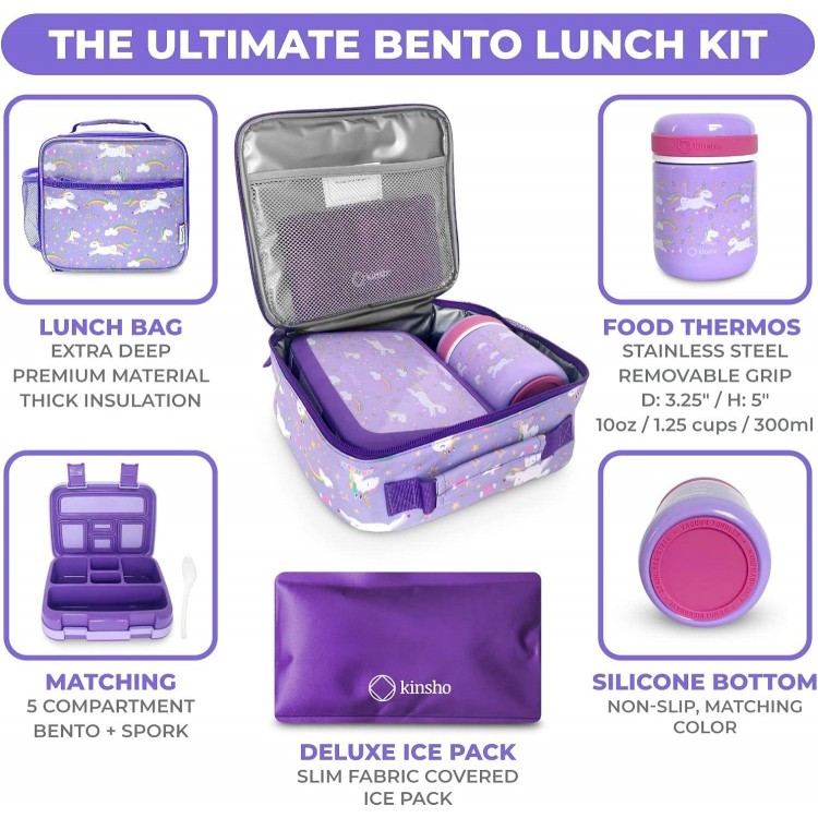 Bento Box, Steel Food Thermos, Insulated Lunch Bag and Ice Pack Set