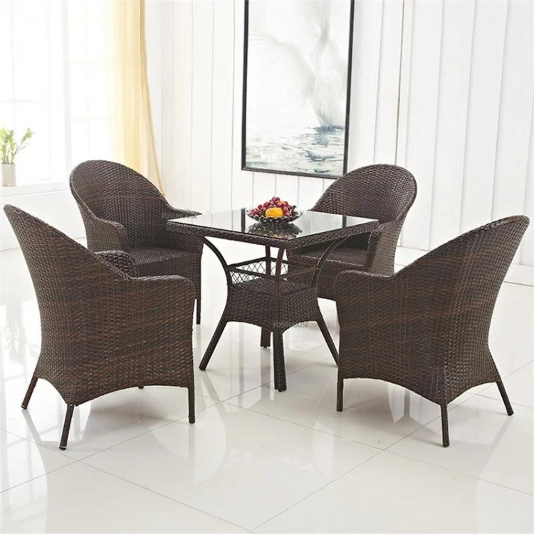 Modern Simple Leisure Armchair Restaurant Table Dining Chair Balcony Coffee Table Square Table Patio Chair Outdoor Furniture Set