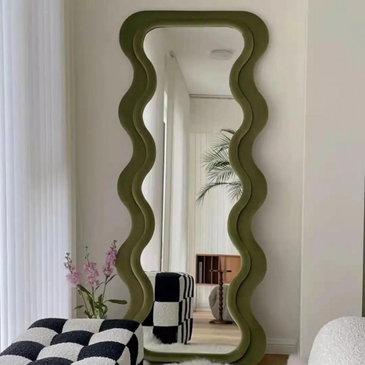 Irregular Art Floor Mirror Rectangle Nordic Design Living Room Wavy Frame Luxury Mirrors Home Design Espelhos Decorative Mirrors