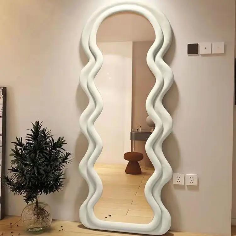 Irregular Art Floor Mirror Rectangle Nordic Design Living Room Wavy Frame Luxury Mirrors Home Design Espelhos Decorative Mirrors