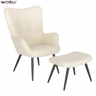 WOLTU 1Set Recliner Chair with Footrest Relaxing Lounge Wing Chair Living Room Leisure Chair with Pouf for Office Rest Room