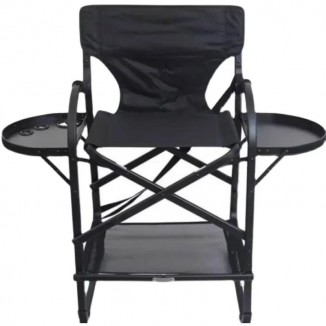 Ultimate Aluminum Makeup Maestro Chair Sleek Black Pro Folding Director's Seat Outdoor Glamour Camping Throne Portable Hair