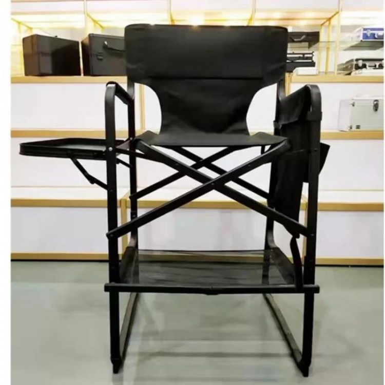 Ultimate Aluminum Makeup Maestro Chair Sleek Black Pro Folding Director's Seat Outdoor Glamour Camping Throne Portable Hair