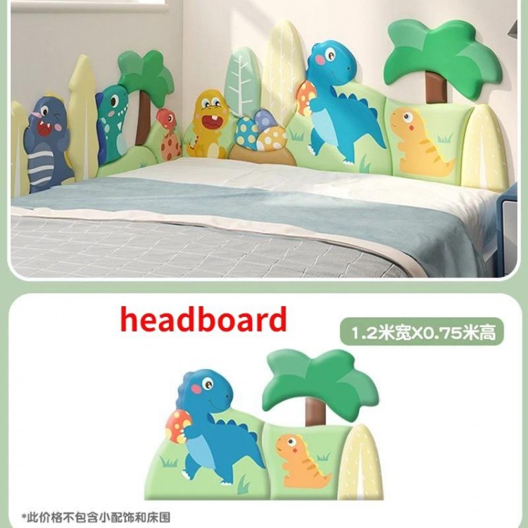 Cartoon Dinosaur Bed Head Board Headboard Stickers Kids Room Decor Anti-collision Wall Panels Cabecero Cama Tete De Lit