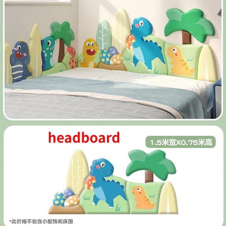 Cartoon Dinosaur Bed Head Board Headboard Stickers Kids Room Decor Anti-collision Wall Panels Cabecero Cama Tete De Lit